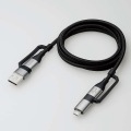 4in1 USBケーブル/USB-A+USB-C/Micro-B+USB-C/USB Power Delivery対応/1.0m/ブラック 写真3