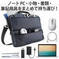 パソコンケース/リサイクル素材/横型/取っ手付き/ショルダーベルト付き/手提げ/撥水/14.0インチ/ネイビー 写真3
