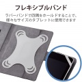 タブレットケース カバー 汎用 8.5?11.5インチ ソフトレザー 手帳型 フラップ マグネット 360度回転 ハンドベルト ペンホルダー ブラック 写真3