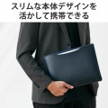MacBook Pro / Air 13インチ 13.6インチ ( M2 2022 M1 2020 2019 2018 ) 用 パソコン ケース カバー スリーブタイプ ソフトレザー 内側起毛素材 スリム ネイビー 写真3