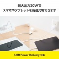 USB Power Delivery 20W AC充電器(C-Cケーブル付属/2.5m) 写真3