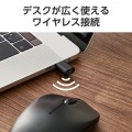 マウス/無線2.4GHz/Type-Cプラグ/Lサイズ/3ボタン/左右対称/ブラック 写真3