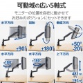 ガススプリング式モニターアーム(高耐荷重/1画面/支柱) 写真3