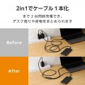 USB Type-C(TM) - USB Type-C 2WAYケーブル(USB2.0/140W/メッシュ) 写真3