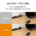 USB Type-C(TM) - USB Type-C 2WAYケーブル(USB2.0/140W/メッシュ) 写真3