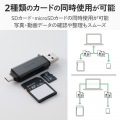 USB Type-C(TM)&USB-A接続 直挿しメモリーカードリーダー(UHS-I) 写真3