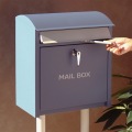 スタンドポスト 郵便ポスト 郵便受け 大容量 置き型 鍵付き 大きい 簡単設置 工事不要 置くだけ シリンダー錠 錆びにくい【Olga(オルガ)】(ラベンダーブルー) 写真3