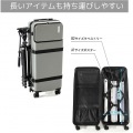 スリムスーツケース LBB-800-GY 約61L ミニテーブル USB ドリンクホルダー 静音キャスター TSA オタ活 推し活 即売会 コミケ コスプレ カメコ サバゲー ドール 写真3