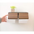 トイレットペーパーホルダー 幅25 高さ8cm TP-900M ブラウン 宮武製作所 | ペーパーホルダー 2連 おしゃれ アイアン 収納 小物 小物置き 木目 写真3