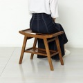 Bamboo スツール チェア ブラウン軽くて丈夫な竹材 完成品 サイドテーブル ディスプレイラックにも 棚付き 小物収納 玄関 寝室 高さ44cm 写真3