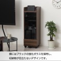 ゲーム機ラック キャスター付 縦型 強化ガラス 収納物が目立たない 開閉はプッシュ式 引出し付き スタイリッシュ 幅32cm スリム ブラウン 写真3
