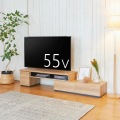 テレビ台 ローボード 白井産業 32-55V 大型テレビ対応 伸縮可能 収納  組立簡単 ナチュラルブラウン 幅130から195 奥行42.8 高さ38.9cm ADL-4013DH NA 写真3