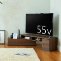 テレビ台 ローボード 白井産業 32-55V 大型テレビ対応 伸縮可能 収納 組立簡単 ダークブラウン 幅130から195 奥行42.8 高さ38.9cm ADL-4013DH DK 写真3
