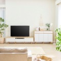 キャビネット 棚 白井産業 幅120cm 高さ86cm ホワイト ナチュラルブラウン 扉付 引出付き 50V型対応 TVボード サイドボード 収納 リビング NOR-8512DHWH 写真3