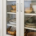 キャビネット カップボード キッチン収納 ガラスキャビネット 一人暮らしの部屋や狭いスペースにぴったりサイズ ホワイト 白木目 写真3