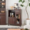 家電収納キャビネット 白井産業 カウンターワゴン 食器棚 キッチン収納 キャスター付 一人暮らし コンパクト 幅約64cm 高さ80cm ダークブラウン 木目柄 フルニコ 写真3