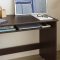 デスク 机 白井産業 テーブル ワークデスク 収納 リビング 木製 一人暮らし コンパクト シンプル モダン 高さ約72cm 幅約90cm ダークブラウン 木目柄 フルニコ 写真3
