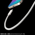 USB Type-Cシリコンメッシュケーブル(PD60W・2m・ホワイト) 写真3