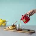 フォーライフ(FOR LIFE) ティーポット 陶器 530ml 3杯用 茶こし付き 食洗機対応 蓋が落ちない 片手で注げる レッド 赤 スタンプティーポット 309Red 写真4