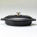 オーバルプレート(蓋付) 23cm 黒 332325 ※ IH対応 IH (100V/200V)とガス火対応 写真4