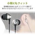 イヤホン ステレオヘッドホン 有線タイプ カナル型 マイク付 直径3.5mm 4極ミニプラグ 耳栓タイプ 高耐久ケーブル シルバー 写真4
