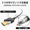 HDMIケーブル プレミアム 1m 4K対応 やわらか 小型コネクタ 高速 高画質 イーサネット対応ブラック 写真4
