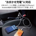 車載充電器 カーチャージャー タイプCポート USBポート PD おまかせ充電 ブラック 写真4