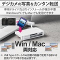 カードリーダー USB2.0 ケーブル収納タイプ【SD SDHC SDXC microSD microSDHC microSDXC MMC RS-MMC 等対応】 Windows11 Mac ホワイト 写真4
