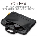 Surface Pro8 ProX パソコンケース ハンドル付き 軽量設計 起毛素材 ポケット付 PCケース バッグインバッグ パソコンバッグ ブラック 写真4