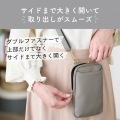 スマホショルダー ポーチ レディース お財布ポシェット 斜めがけ レザー 裏起毛 ファスナー ジェットブラック 写真4