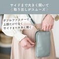 スマホショルダー ポーチ レディース お財布ポシェット 斜めがけ レザー 裏起毛 ファスナー ダスティブルー 写真4