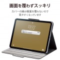 iPad 10.9インチ 第10世代 ( 2022 ) 用 ケース ヴィーガンレザー カバー 手帳型 マグネット フラップ 360度回転 ハンドベルト付 ブラック 写真4