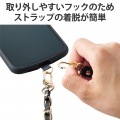 スマホ ショルダー ストラップ 約55?68cm ソフトレザー&ゴールドチェーンタイプ ストラップシート付 長さ調整可 斜めがけ 肩掛け 首掛け ブラック 写真4