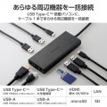 Type-Cドッキングステーション/USB PD対応/USB-A×4/USB-C×2/HDMI(4K60Hz)/SD+microSD/LAN/ブラック 写真4