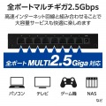 Giga対応スイッチ/8P/2.5G/金属/電源外付/ブラック 写真4