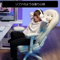ストリーマーズチェア G-210-WH 配信 ゲーミングチェア 小顔を演出 ソファーチェア ファブリック ポケットコイル リクライニング 配信機材 配信用 写真4