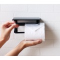 トイレットペーパーホルダー スマホ置き 収納 棚 シングル 一連 スチール アイアン マット シンプル おしゃれ 【Abel(アベル)】シングル(ブラック) 写真4