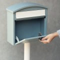 スタンドポスト おしゃれ かわいい 置くだけ 簡単設置 鍵付き ダイヤル式 取り出しやすい アンカー対応 錆びにくい 【Sesto(セスト)】(ブルーグレー) 写真4