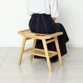 Bamboo スツール チェア ナチュラル 軽くて丈夫な竹材 完成品 サイドテーブル ディスプレイラックにも 棚付き 小物収納 玄関 寝室 高さ44cm 写真4
