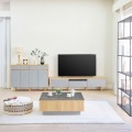 テレビ台 白井産業 幅180cm 高さ42cm 75V型対応 TVボード ローボード 収納 リビング 北歐モダン ノルフィカ グレー ナチュラルブラウン NOR-4018HGY 写真4
