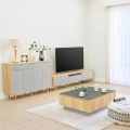 テーブル 白井産業 幅90cm 高さ32cm グレー ナチュラルブラウン 石目調 引出付き メラミン天板 収納 リビング 北歐モダン  写真4
