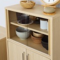食器棚 カップボード 白井産業 キッチン棚 収納 ガラス扉 スライド 木製 一人暮らし コンパクト 幅約57cm 高さ80cm ナチュラルブラウン 木目柄 フルニコ 写真4
