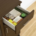 カウンターワゴン 食器棚 白井産業 幅112cm 高さ85cm ダークブラウン キャスター付 背面化粧有 キッチン収納 ベアルモ BRM-8511CWBR 写真4
