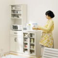 食器棚 チェローネ 白井産業 CEN-9055DGA ホワイト | 幅約57cm 高さ約88cm 白木目 ガラス 引き戸 おしゃれ 北欧 ロータイプ ミニ食器棚 キッチン収納 一人暮らし 写真4