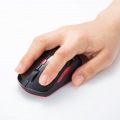 静音ワイヤレスブルーLEDコンボマウス(ブラック×レッド) 写真4