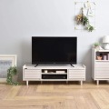 TWICE(トワイス) テレビ台 ローボード(幅120cm) テレビボード 収納 リビング収納 40型 40V 幅120cm コンパクト 天然木 おしゃれ ホワイト TW37-120L-WH 写真4