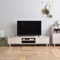 TWICE(トワイス) テレビ台 ローボード(幅150cm) テレビボード 収納 扉 リビング収納 50型 50V 幅150 天然木 ホワイト TW37-150L-WH 写真4
