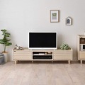 TWICE(トワイス) テレビ台 ローボード(幅150cm) テレビボード 収納 扉 リビング収納 50型 50V 幅150 天然木  オークナチュラル TW37-150L-IV 写真4