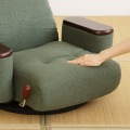 木製 ボックス 肘付き 回転 座椅子 【松風】 グリーン 写真4