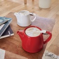 フォーライフ(FOR LIFE) ティーポット 陶器 530ml 3杯用 茶こし付き 食洗機対応 蓋が落ちない 片手で注げる レッド 赤 スタンプティーポット 309Red 写真5